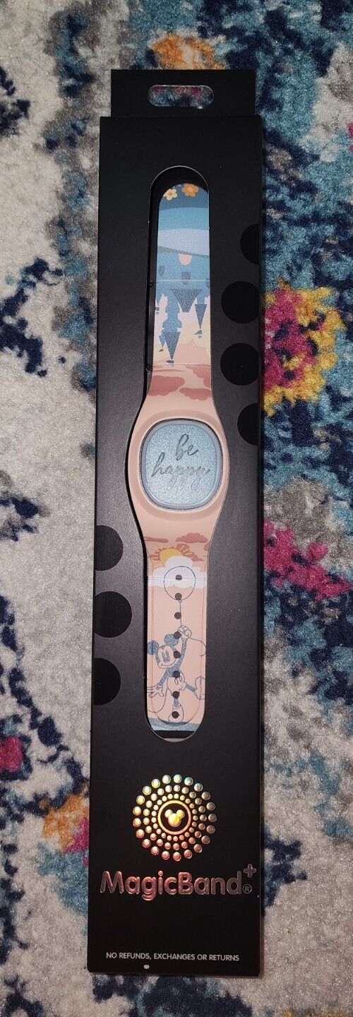 NEW Disney Parks Magic Band PLUS + Be Happy Castle Mickey Mouse LINKABLE 