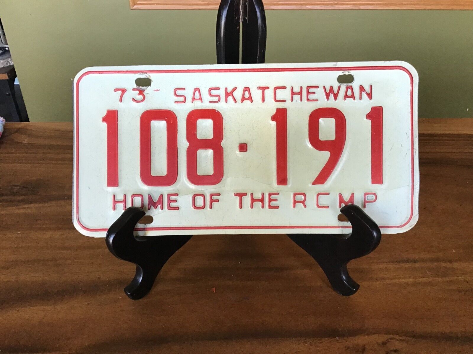 VINTAGE 1973 Saskatchewan LICENSE PLATE Set # 108 - 191 - Home of the RCMP