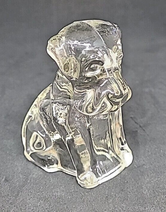 Vintage Federal Glass Dog Candy Container Mopey Dog 1940\'s Collectable Clear Pup