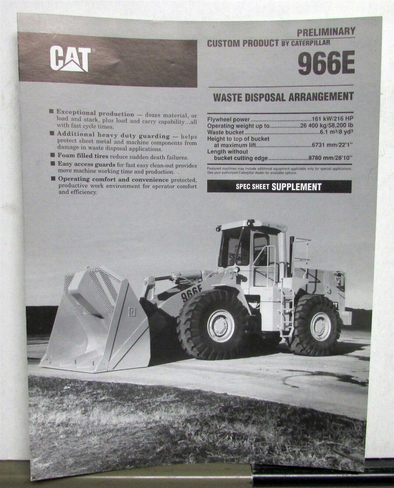1990 Cat 966E Waste Disposal Construction Spec Supplement Preliminary SaleFolder