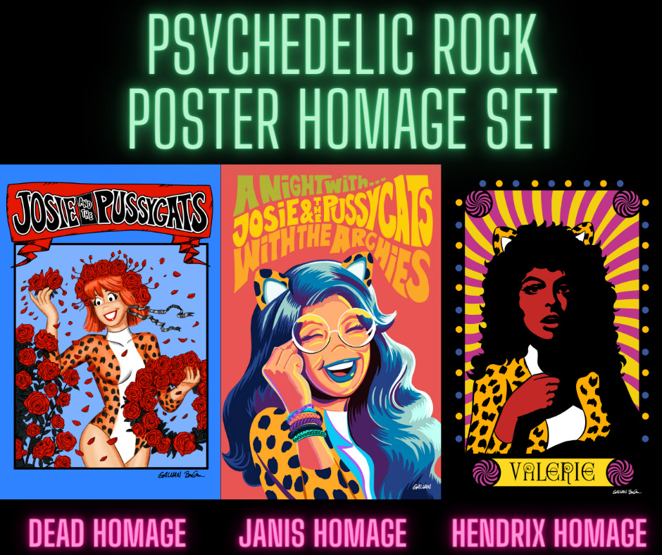 Archie Psychedelic Rock Poster HOMAGE VARIANT SET Josie Melody Valerie Exclusive