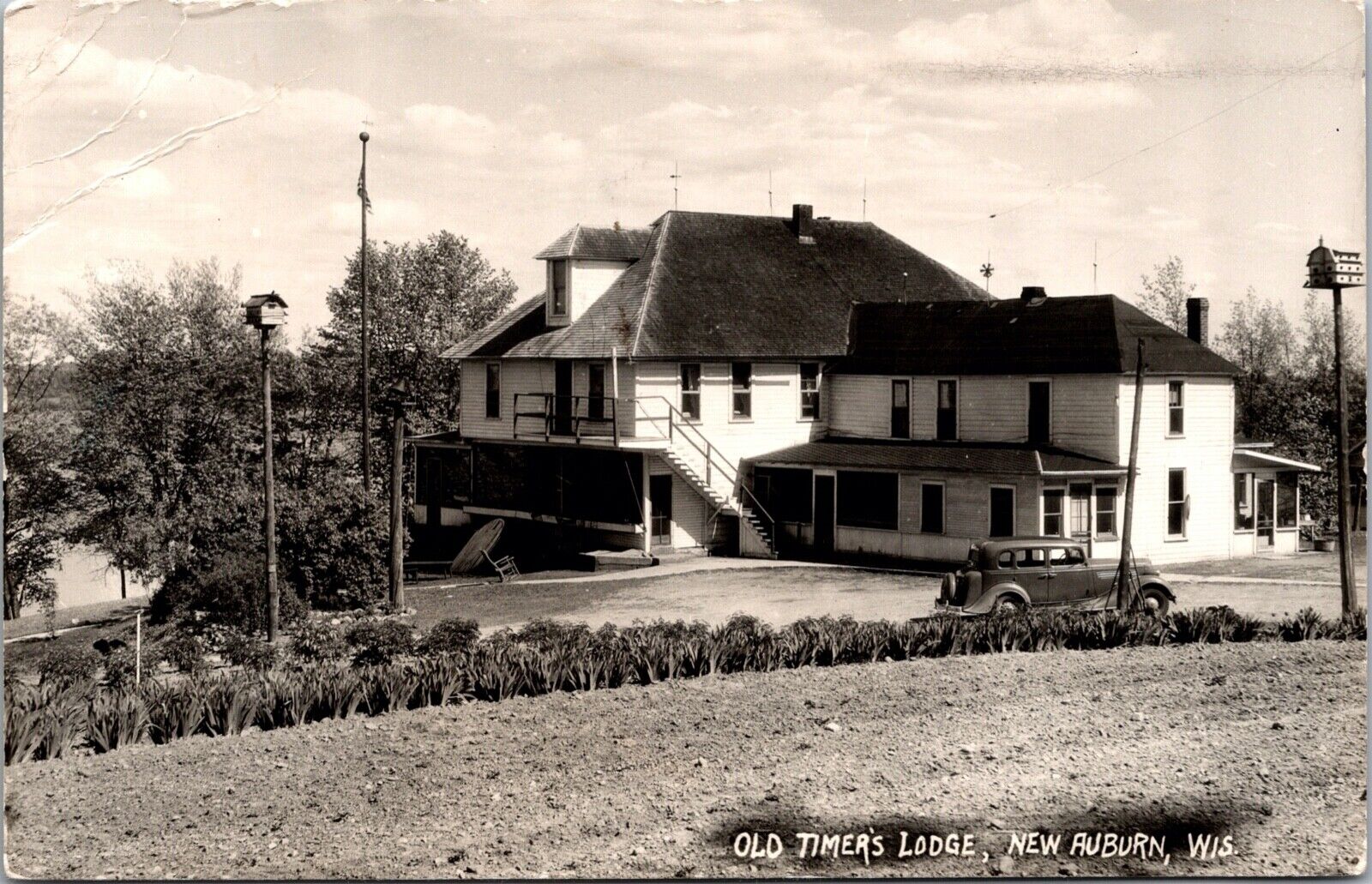 Real Photo Postcard Old Timer's Lodge in New Auburn, Wisconsin~131261