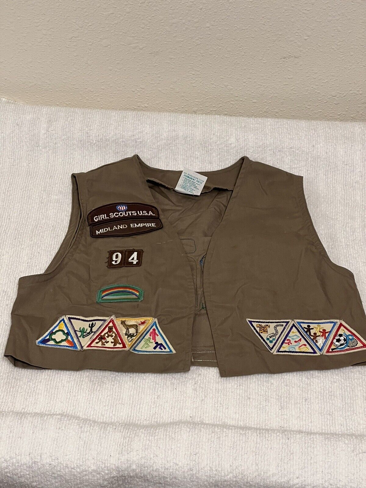 Girl Scout Vest Small Brown 95/96 Made USA Preowned 