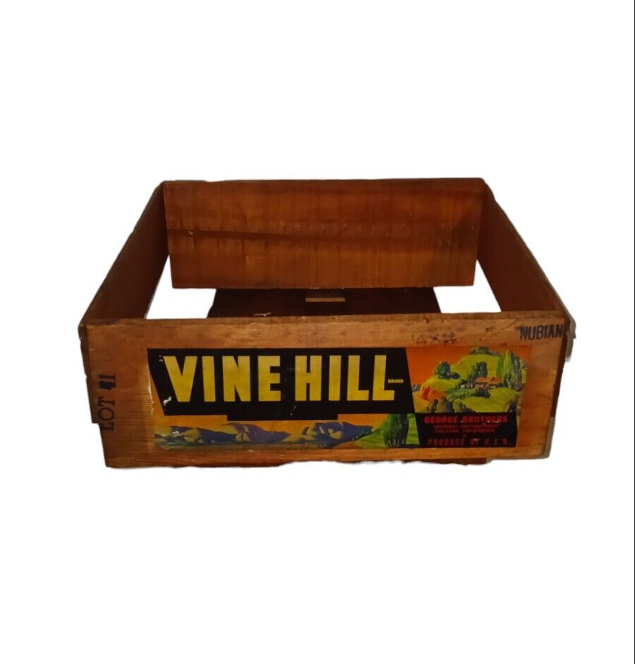 Vintage USA Vine Hill Wood Shipping Crate Primitive Handmade California Farm