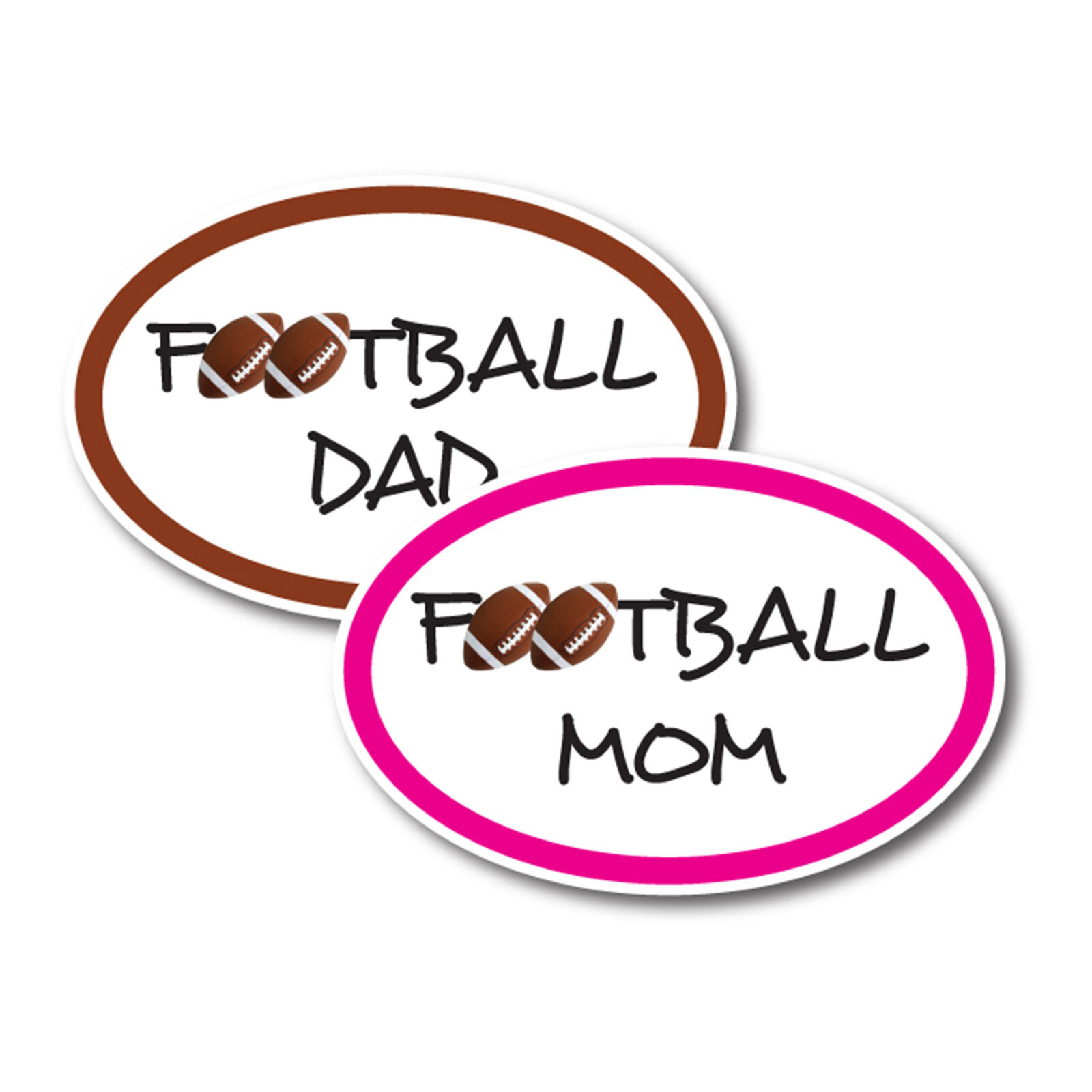 Football Mom and Football Dad Combo Pack Oval Magnet Decal, 4x6 Inches