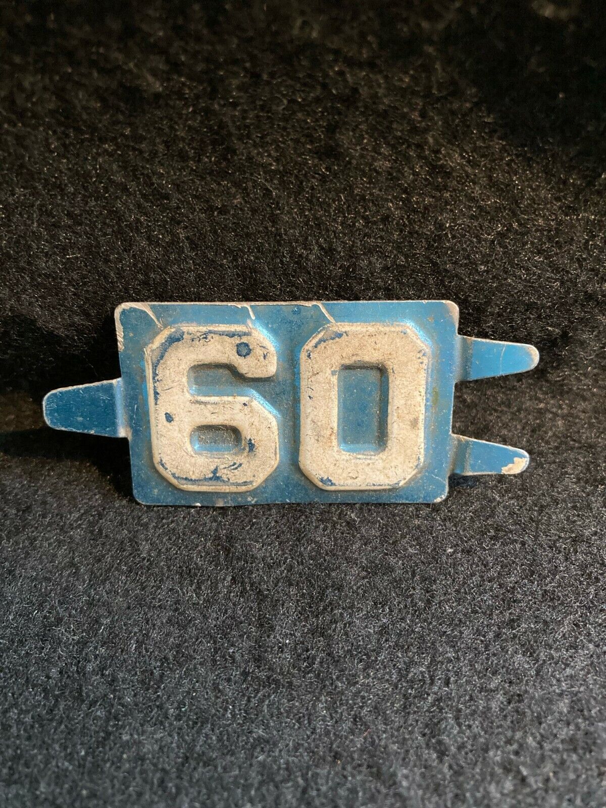 Vintage 1960 License Plate Metal Add On Date Tag Attachment with Tabs