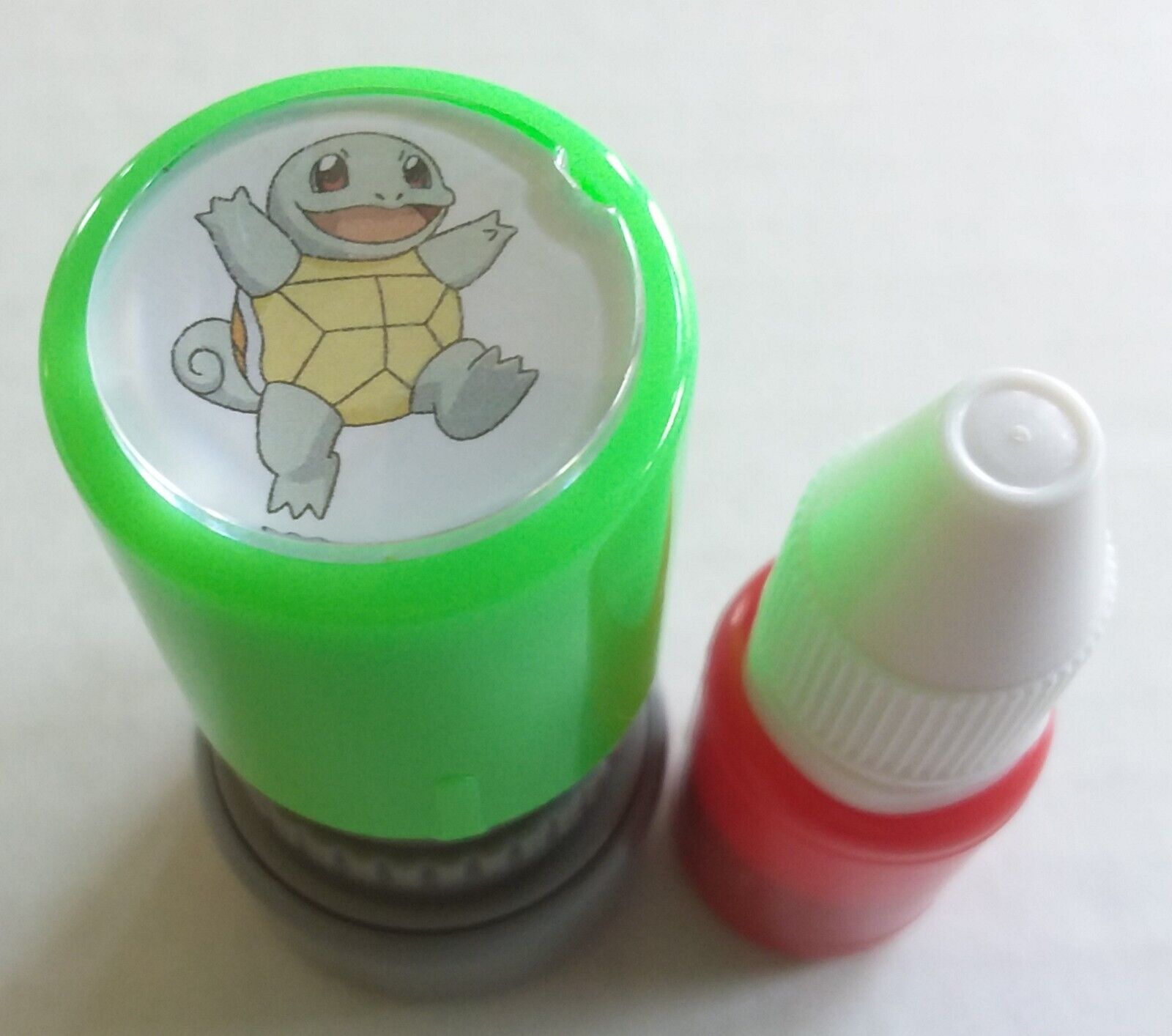 Pokemon ink rubber stamp Squirtle 2cm with red ink bottle