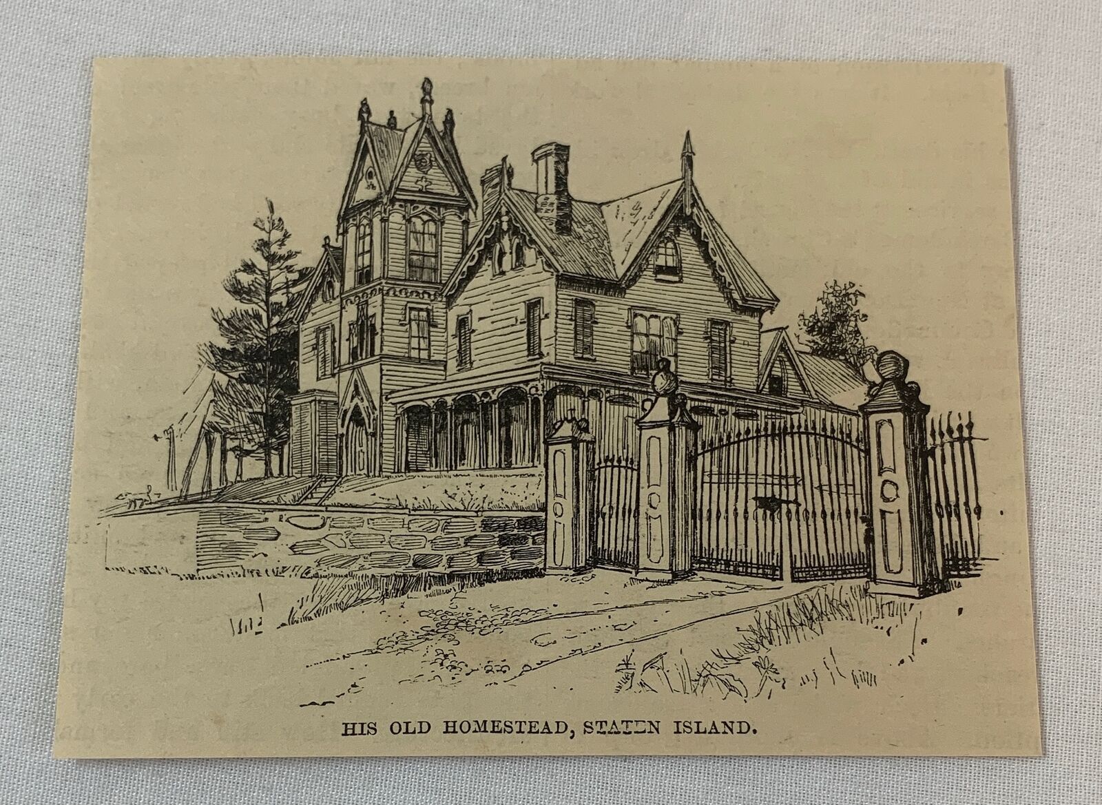 1886 magazine engraving ~ WILLIAM H VANDERBILT'S HOMESTEAD Staten Island