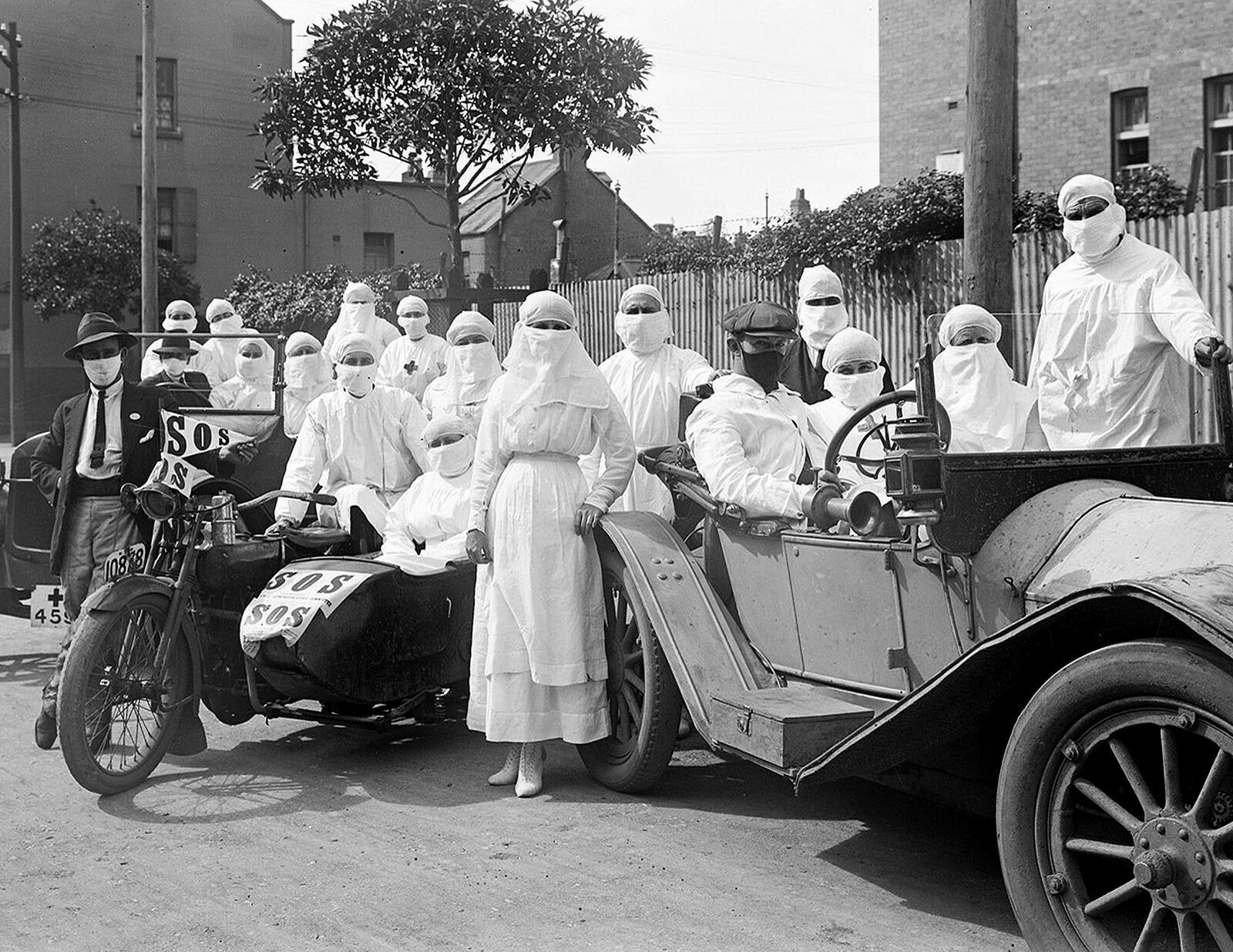 1919 Spanish Influenza Pandemic Health Workers Old Photo 8.5