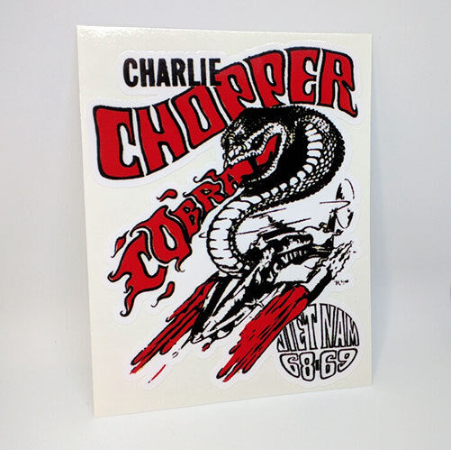 Charlie Chopper 1960's Vietnam Vintage Style Vinyl DECAL/Sticker, rat rod,racing