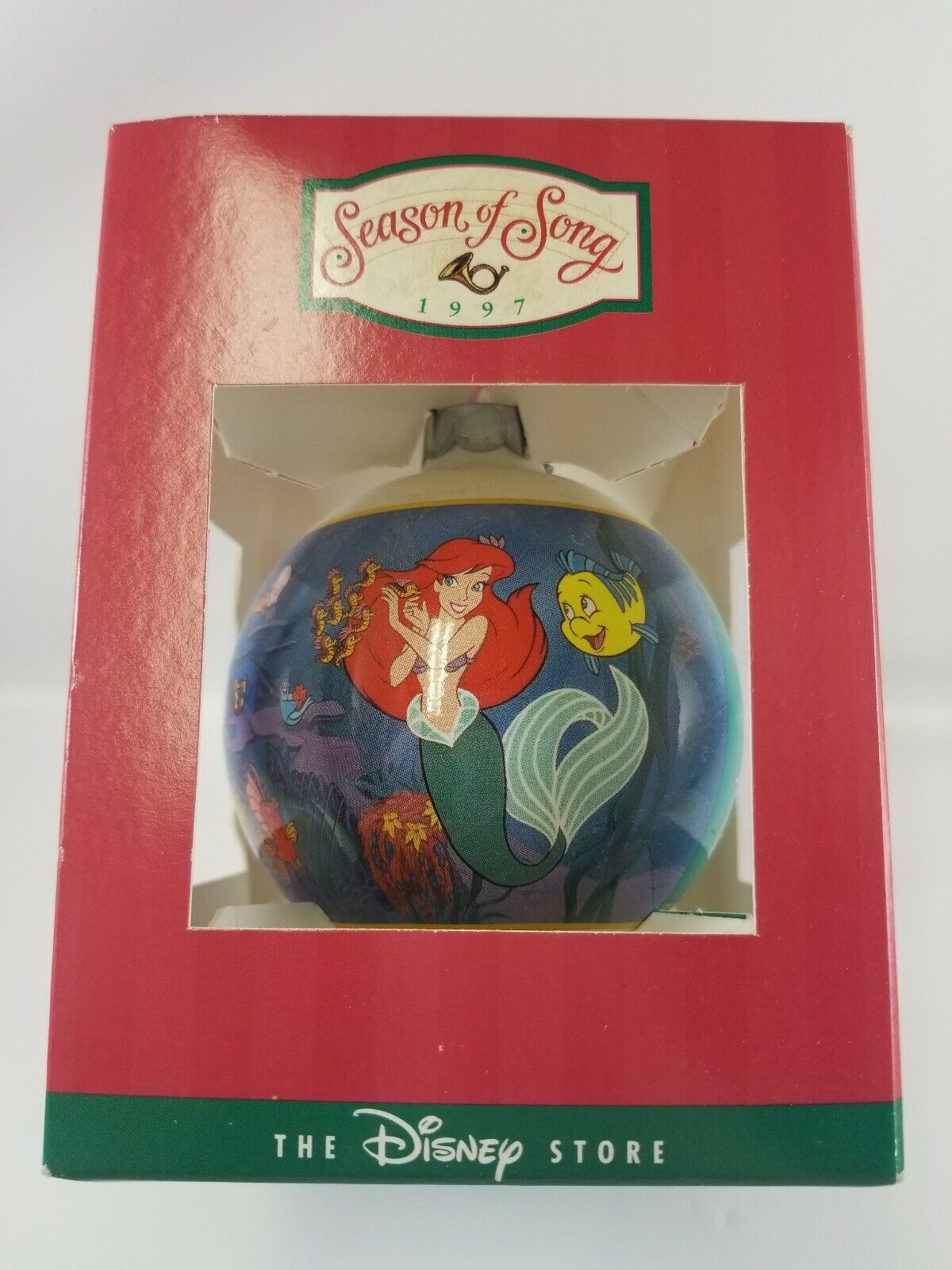 Vtg 1997 Disney Store Season Of Song Little Mermaid Glass Ball Ornament 