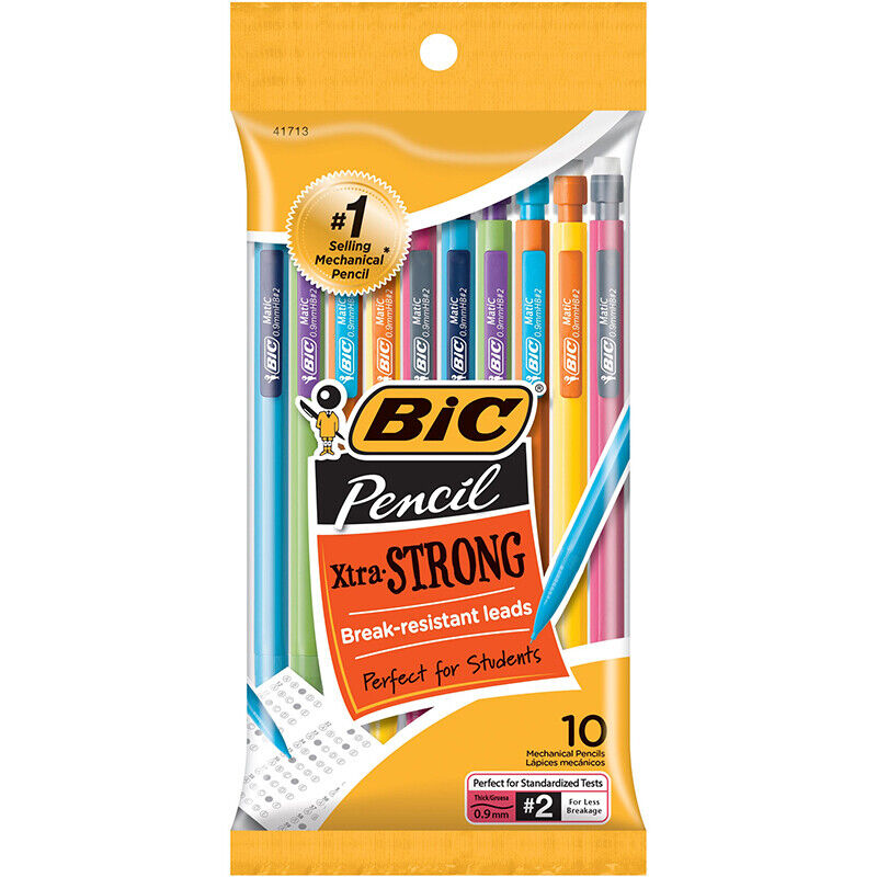 BIC Xtra Strong Mechanical Pencils, Thick Point, 0.9 mm, Assorted, Pack Of 10