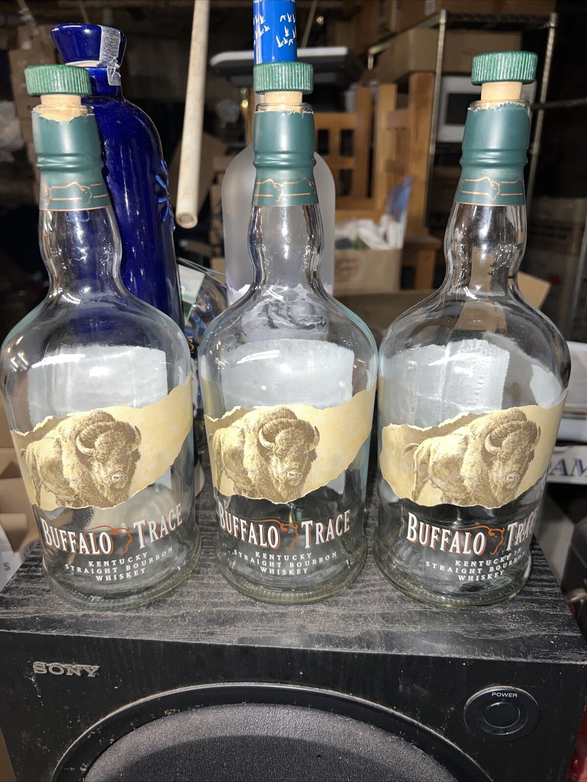 3 Buffalo Trace Bourbon Bottles Empty 1 Liter