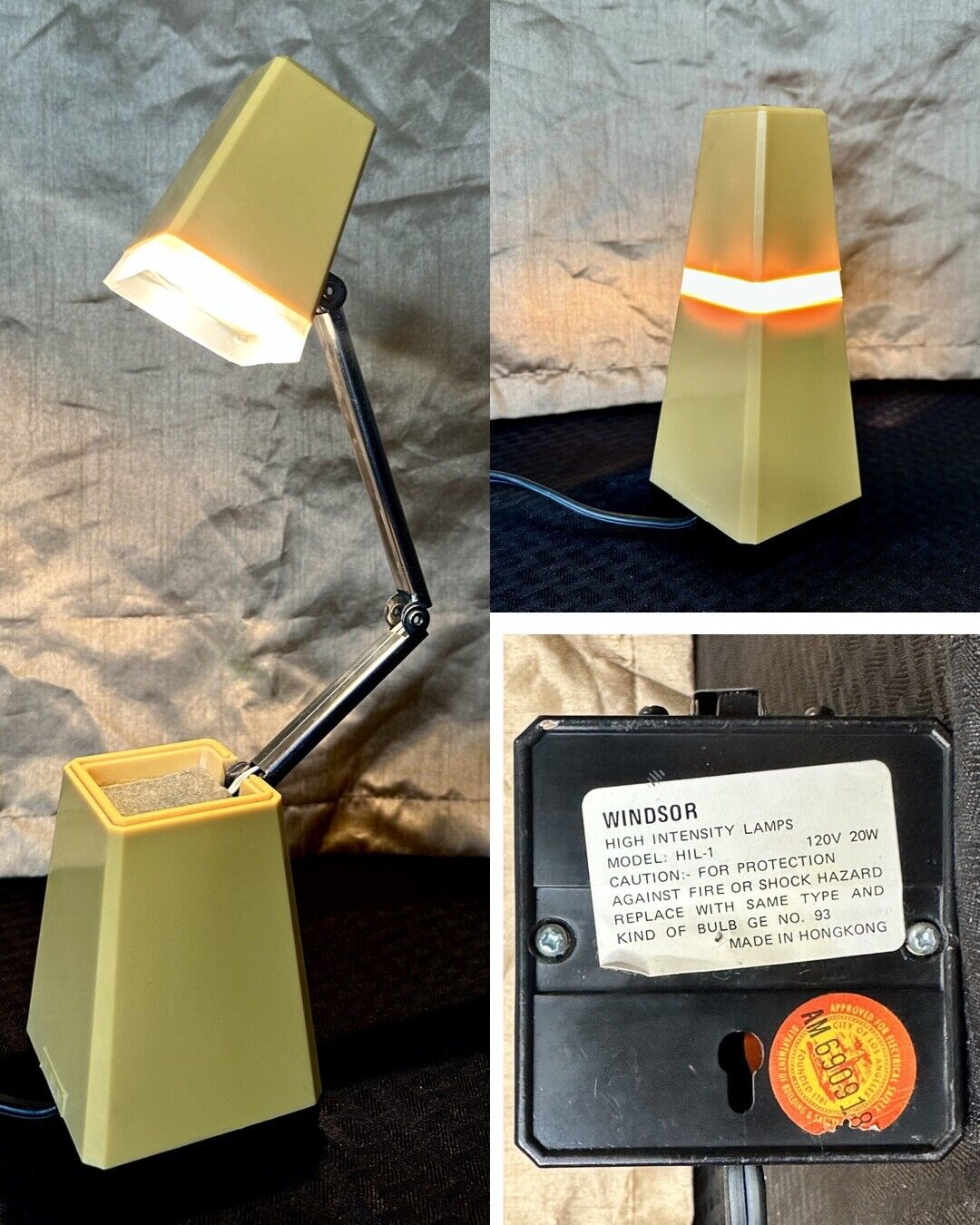 Vintage Windsor Folding Pyramid Lamp HIL-1 High Intensity Adjustable 120V