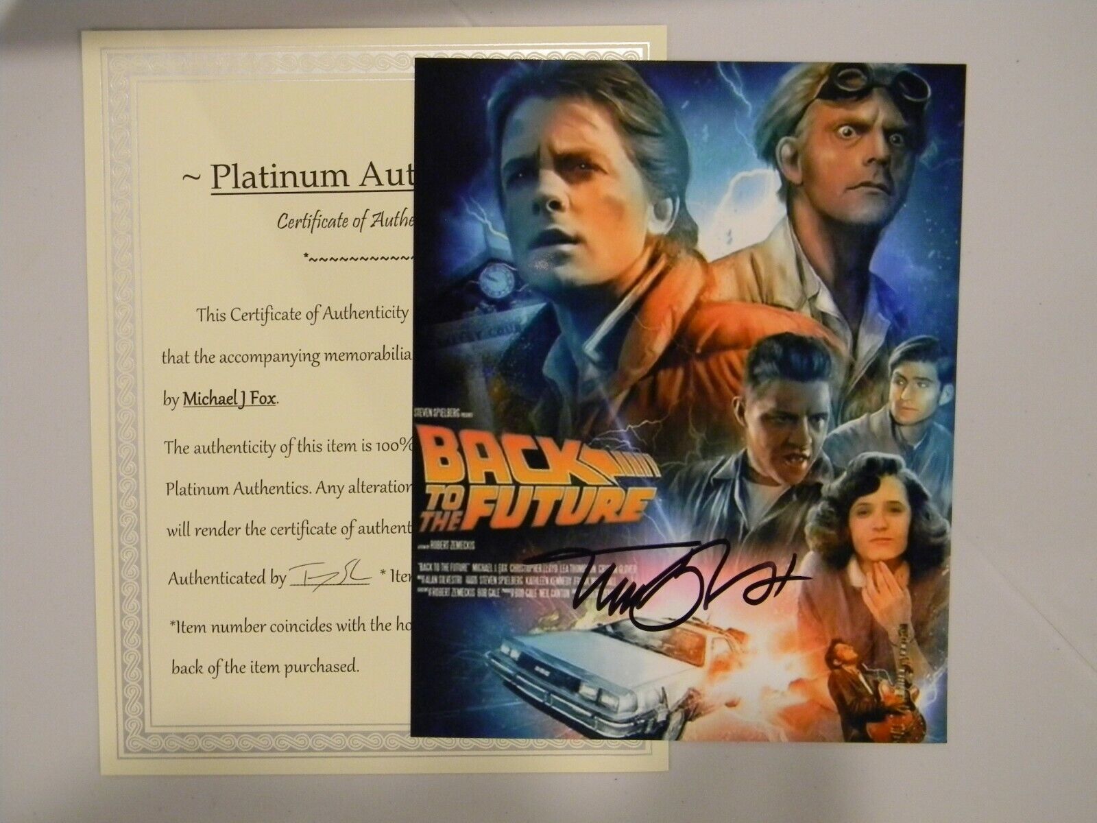 Back to the Future signed 8x10 Michael J. Fox AUTO Platinum COA  2