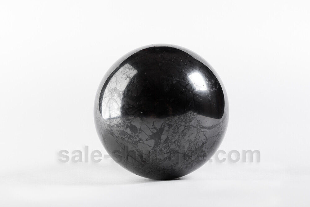 Sphere Shungite polished 100mm 3,93 inches home decor shape EMF protection EMF
