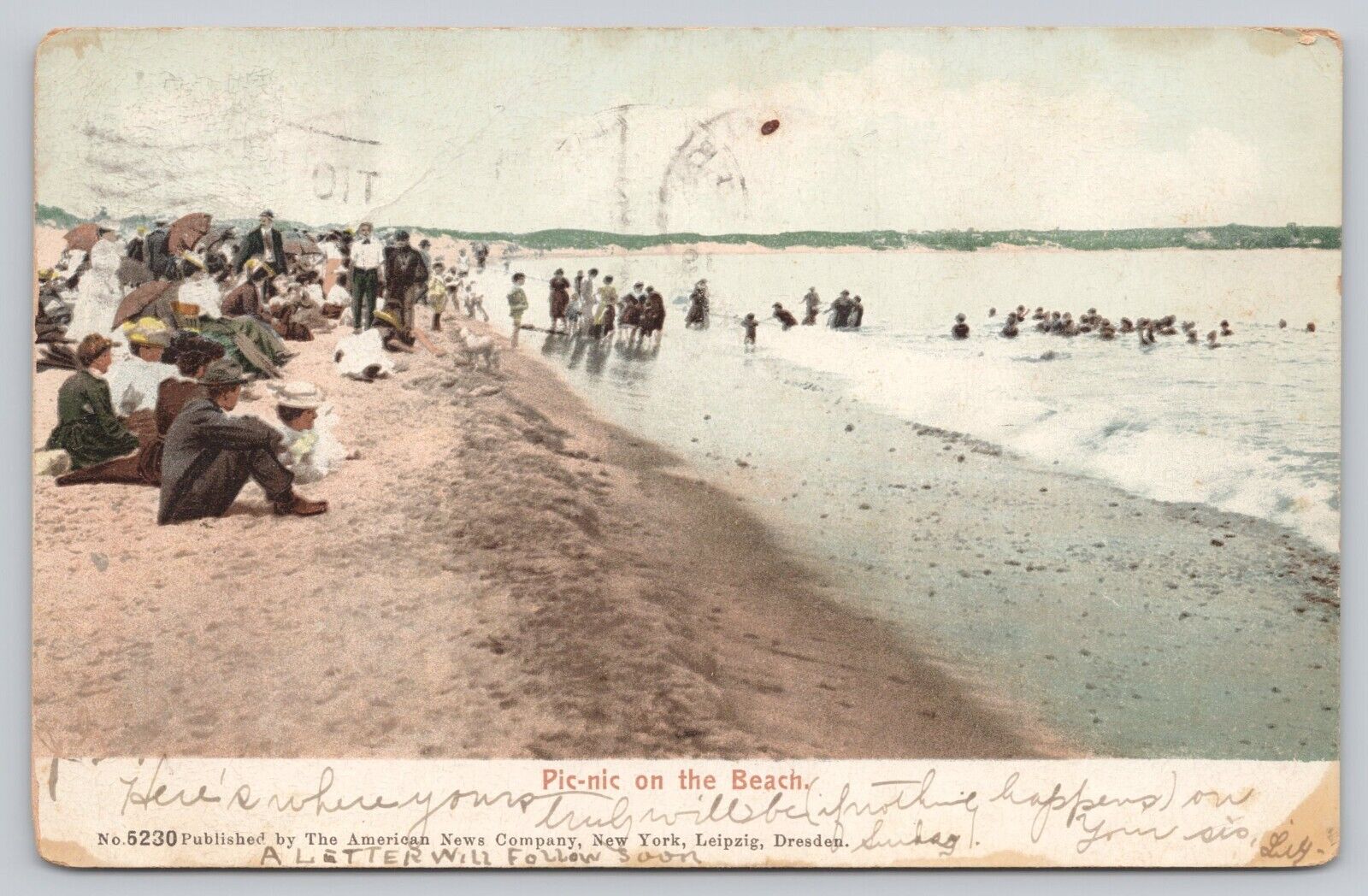 Postcard Picnic on the Beach Undivided Back Brooklyn NY Circa 1905