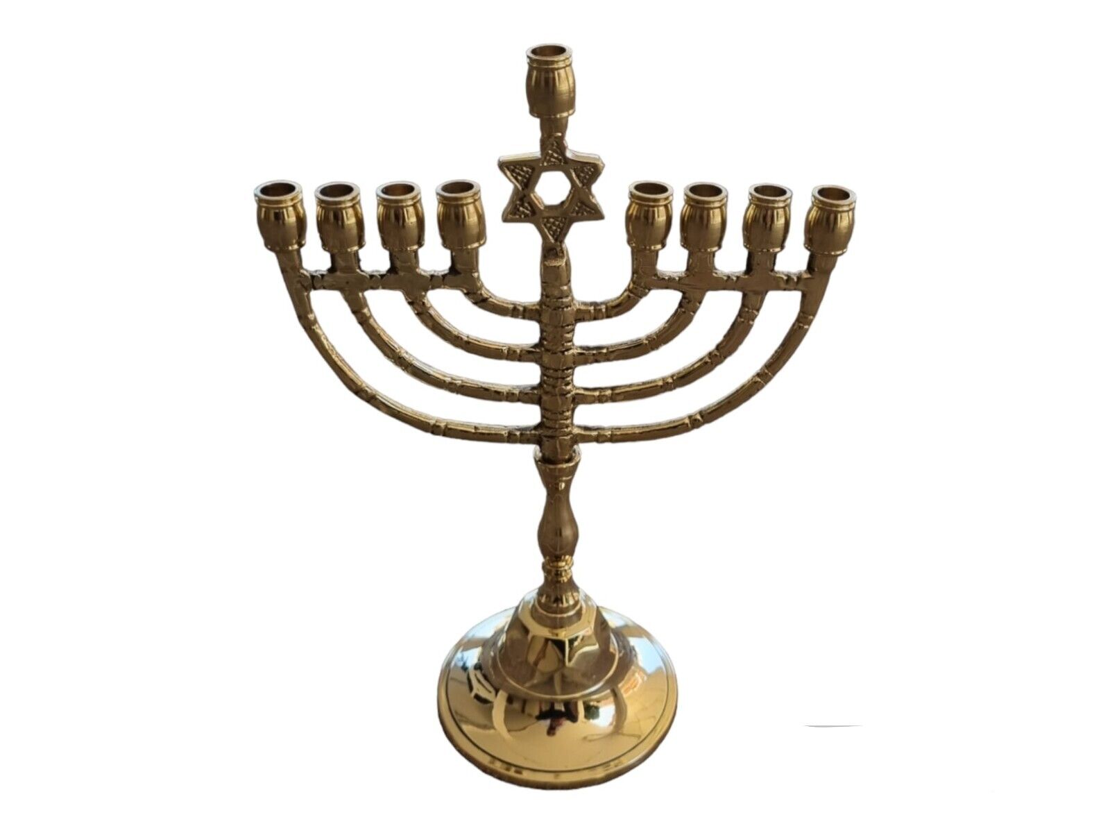 Hanukkah Menorah Star Of David Hanukia 9 Branches Vintage Brass Chanukah Candle