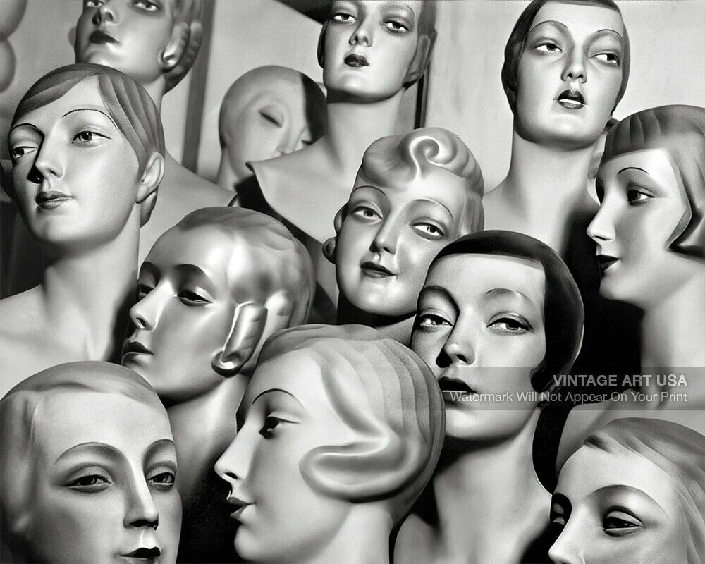 1920s-1930s Female Mannequin Heads Photograph - Period Hair Styles - Bizarre Odd