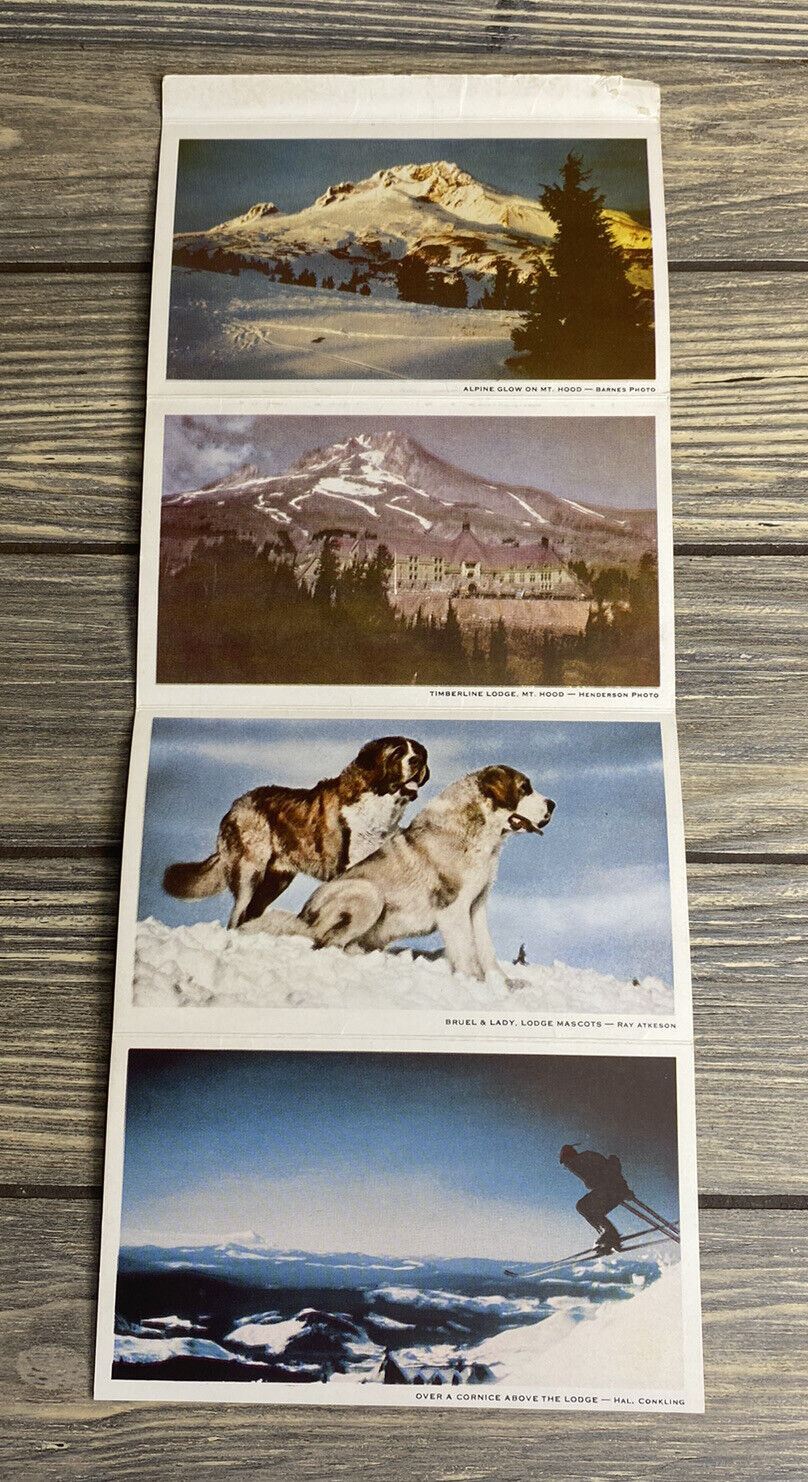 Vintage Postcard Timberland Lodge Mount Hood Folder 4 Cards 1942