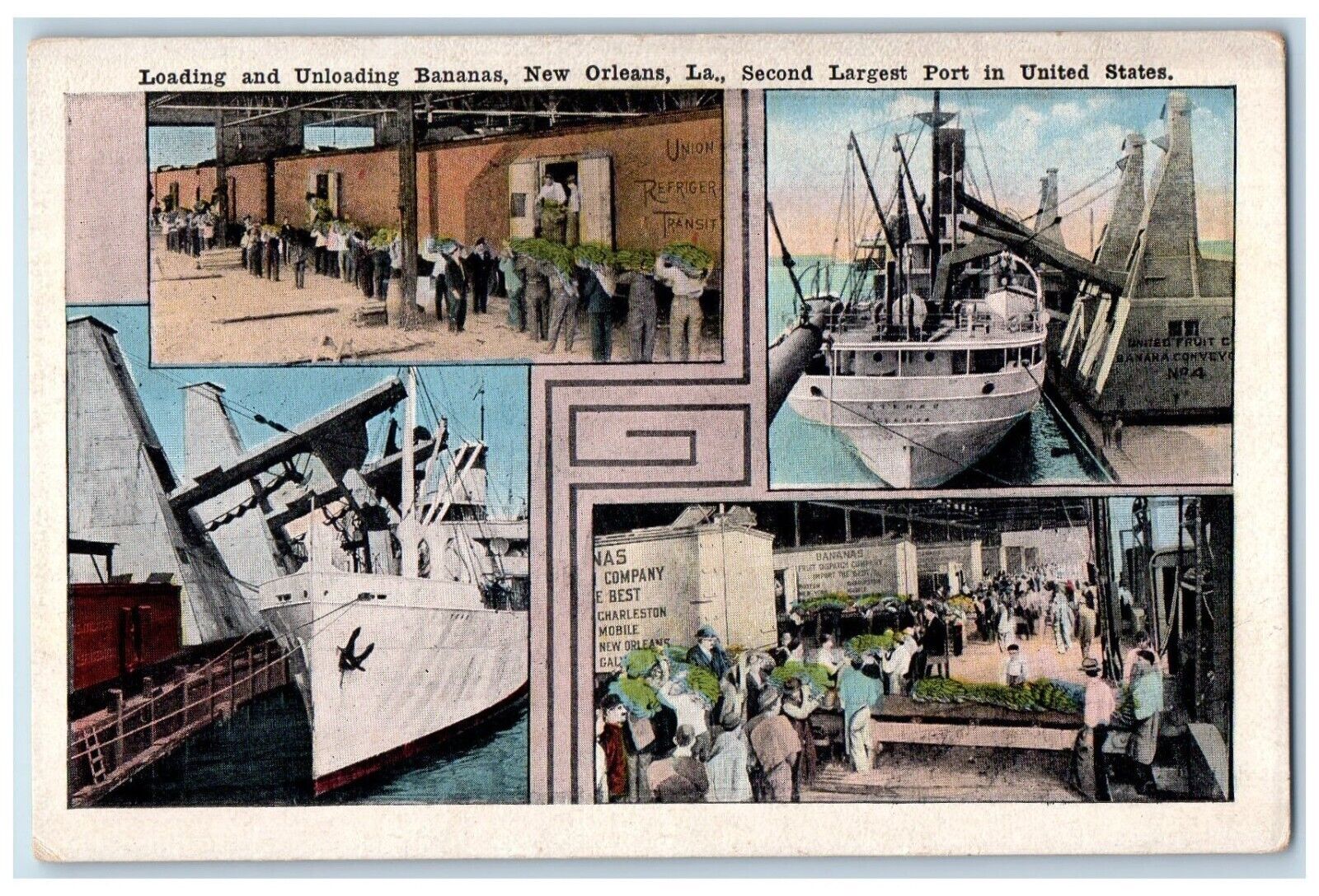 New Orleans LA, Loading And Unloading Bananas Second Largest Port In US Postcard