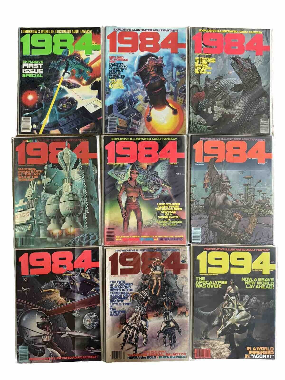 Lot Of 9 1984/1994 Magazines Vol 1-4 6-10 16 Warren SCI-FI Fantasy High Grade