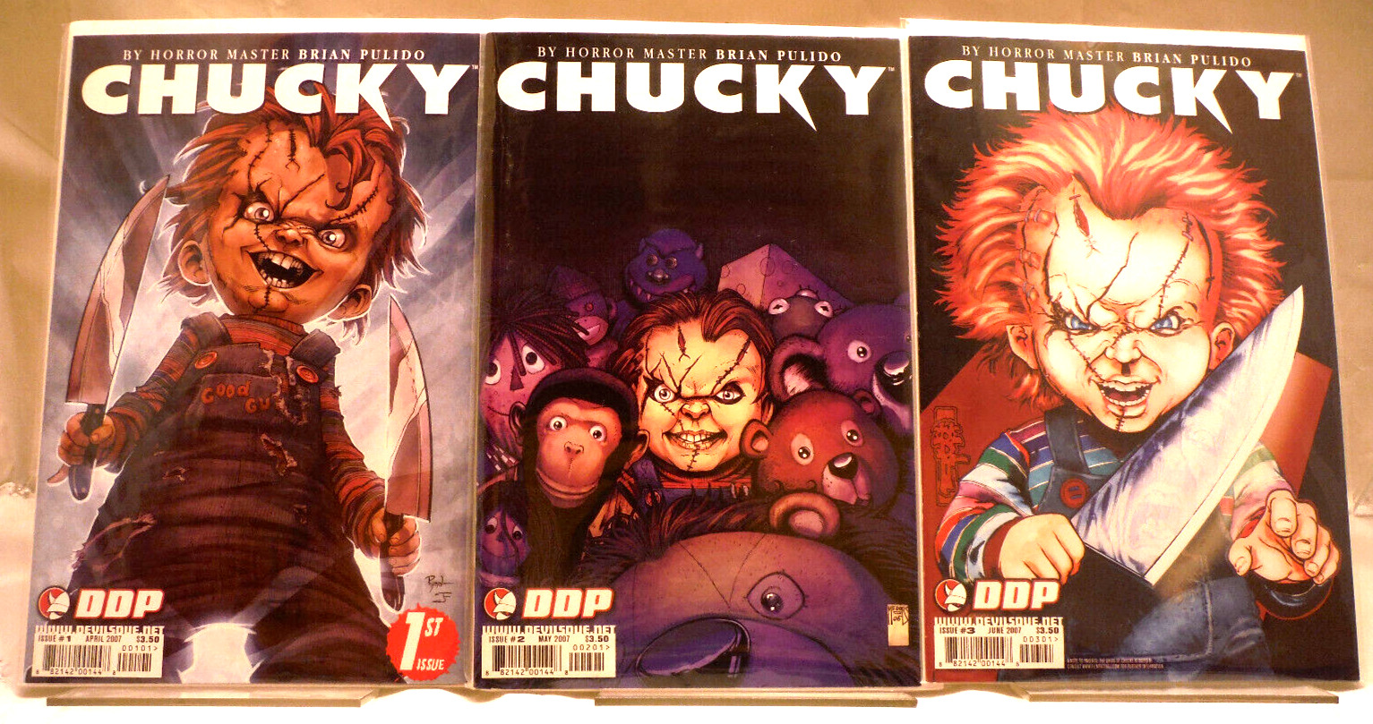 Chucky DDP Comic Lot of 3 Covers Issue #1 + #2 + #3 VF+/NM- ( 2007 ) Cild\'s Play