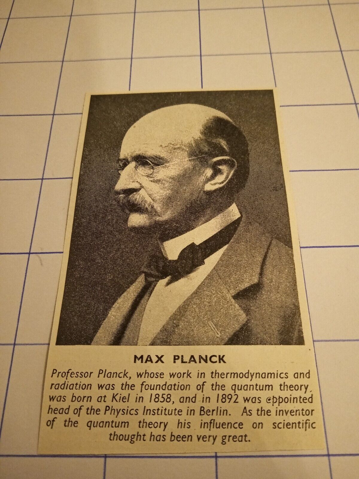 Max planck professor thermodynamics radiation quantum theory physics 