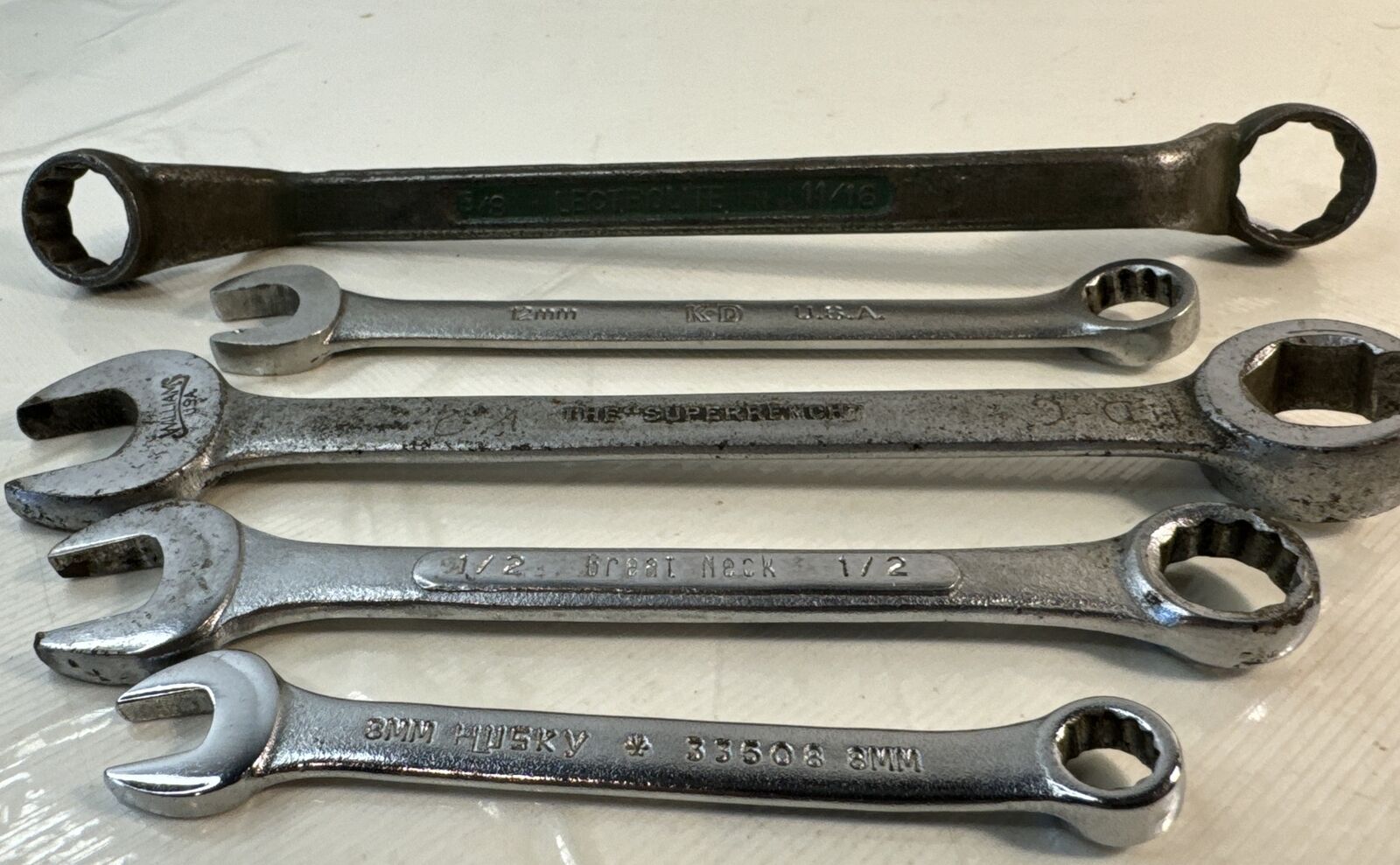 Lot Of 5 Assorted Brand Wrenches Great Neck Superrench K&D Huskey lectrolite