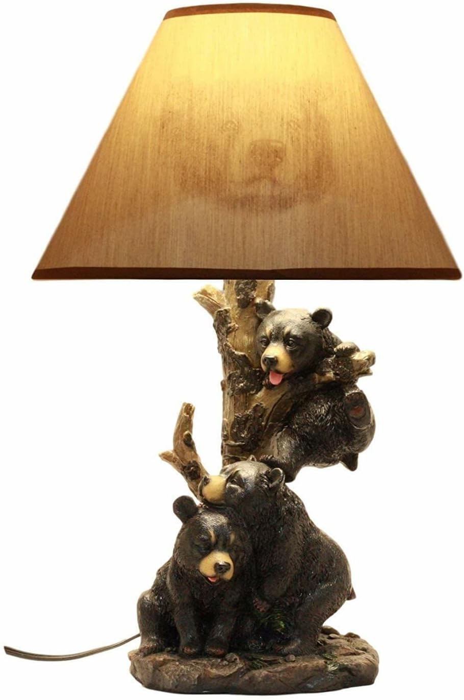 Ebros Wildlife Whimsical Climbing Black Bear Cubs Table Lamp Statue Decor with
