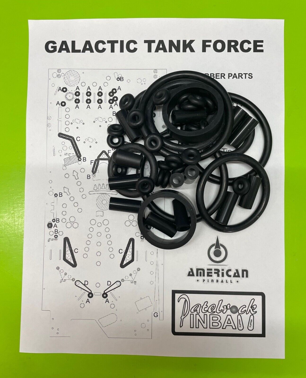 American Pinball Galactic Tank Force Pinball Machine  SILICONE / RUBBER Ring Kit