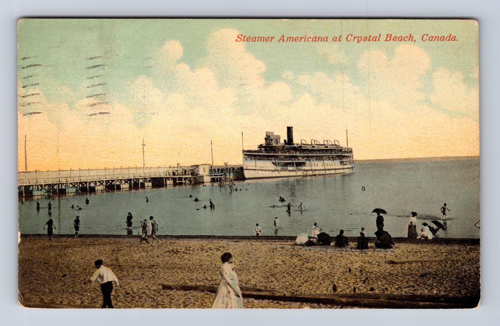Crystal Beach Ontario-Canada, Steamer Americana, Antique Vintage c1912 Postcard