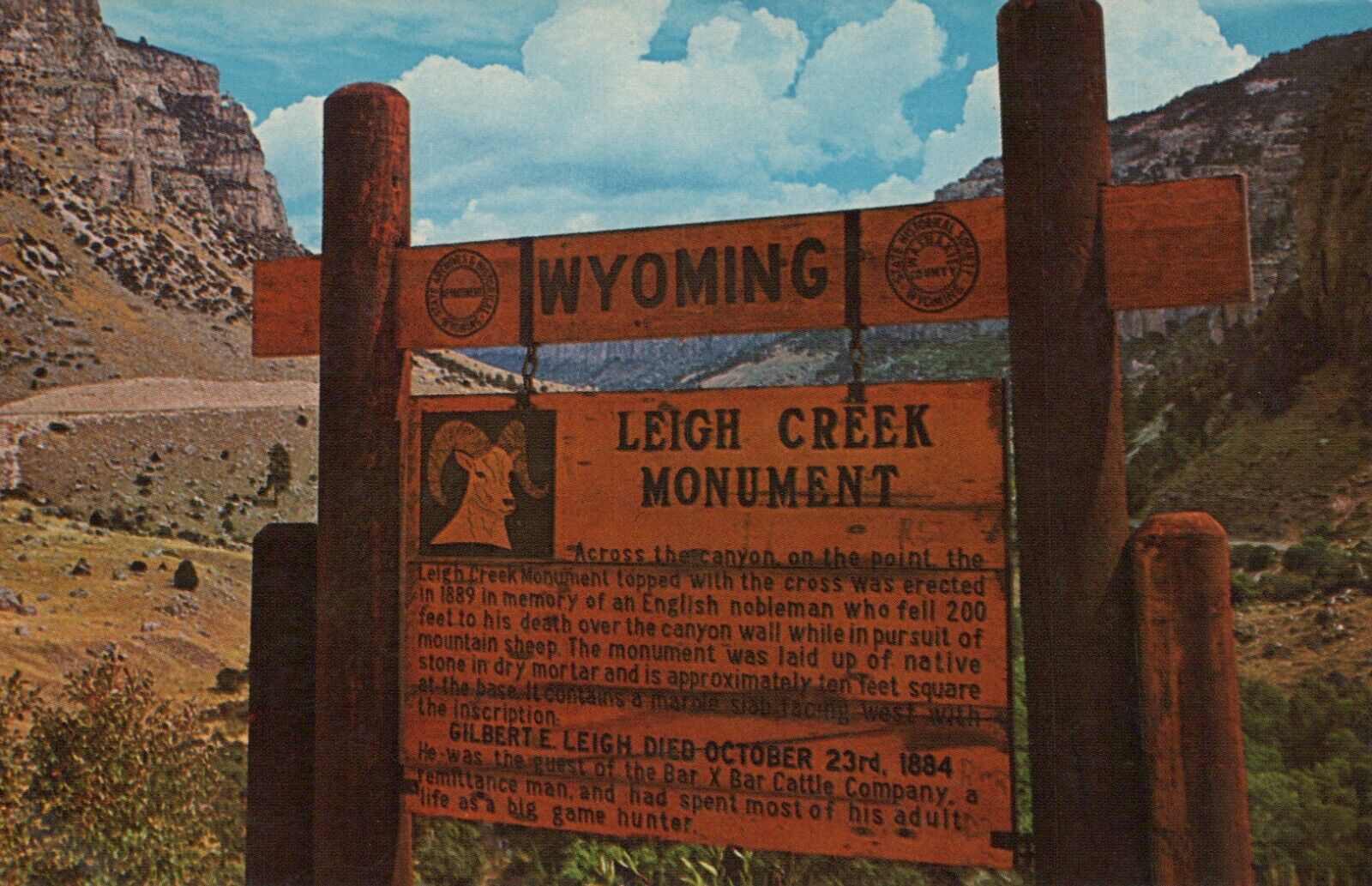 Leigh Creek Monument Ten Sleep Canyon Wyoming Chrome Vintage Postcard