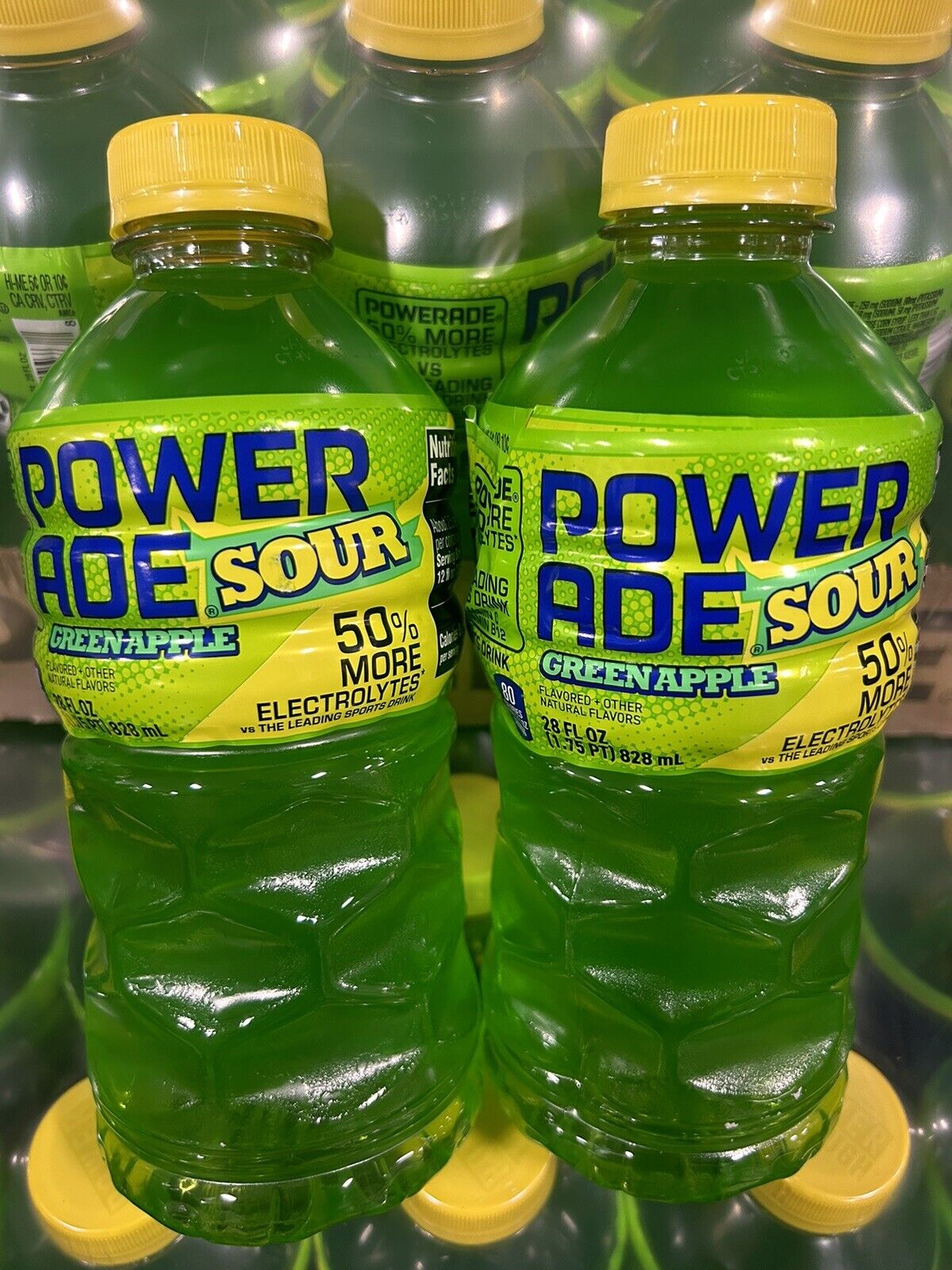 Powerade SOUR Sports Drink New Release: (28oz Single)  Green Apple  (2pack)