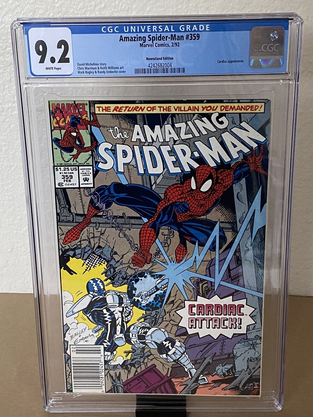 Amazing Spider-Man #359 Newsstand - CGC 9.2 White Pages - First Carnage cameo