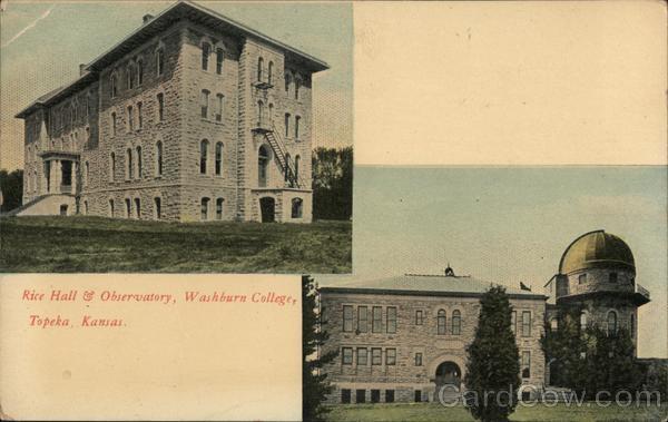 Topeka,KS Rice Hall & Observatory,Washburn College Shawnee County Kansas Vintage
