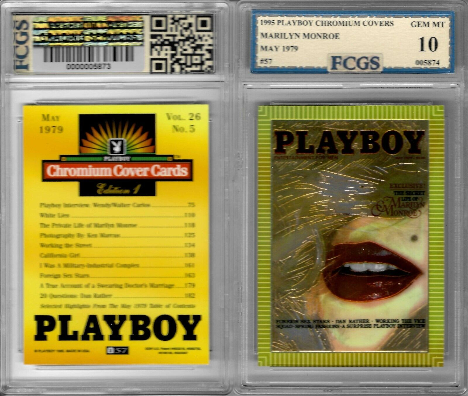 1995 Playboy Chromium Covers Marilyn Monroe Issue #57 FCGS 10 GEM MINT