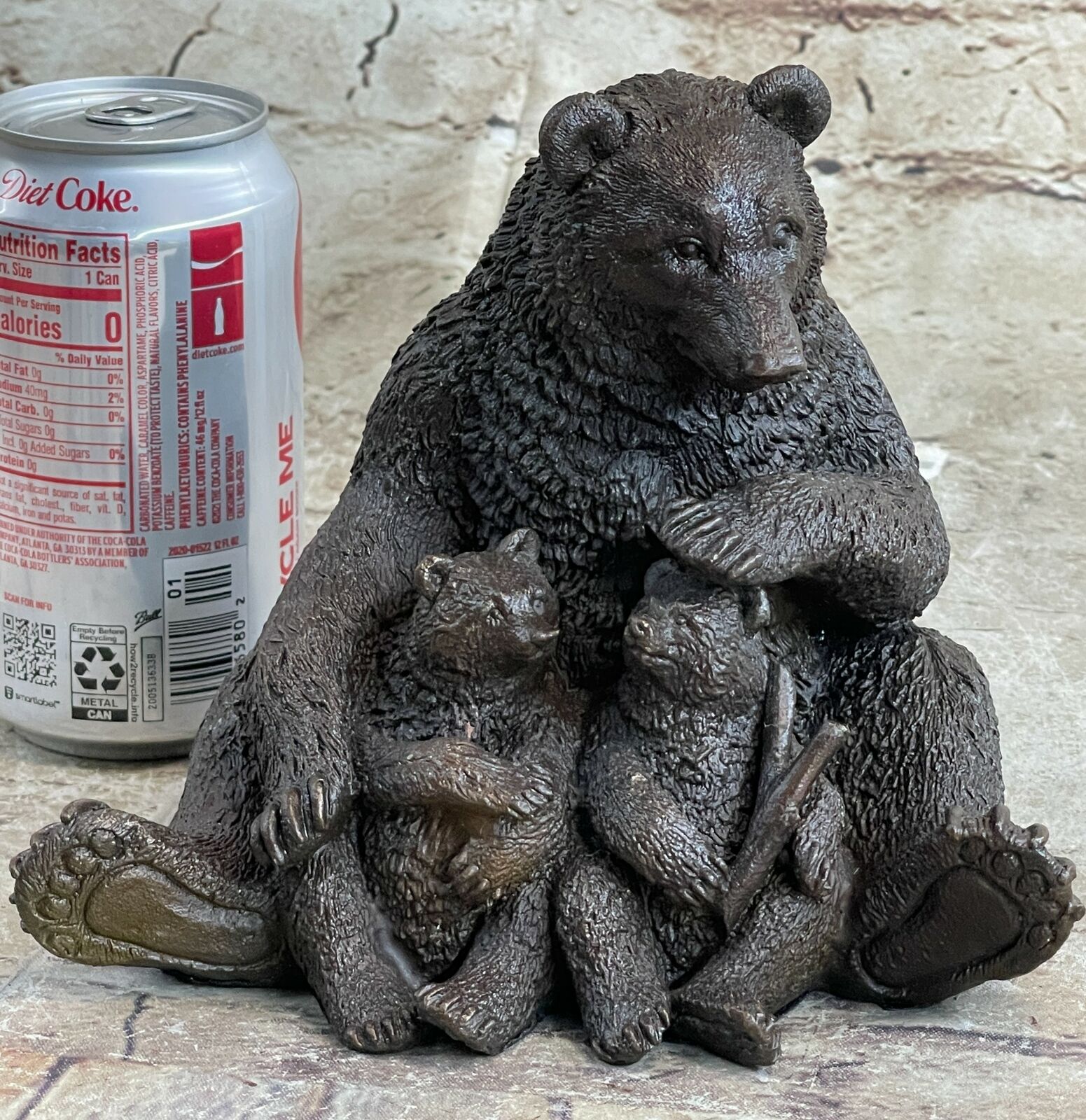 Black Bear Bronze Marble Statue Conservation Mother Cub Lodge Cabin Wildlife Art