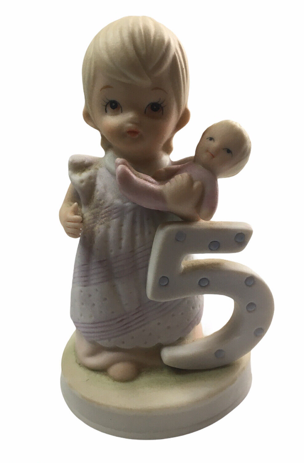 Vintage Lefton Christopher Collection Birthday Girl Figurine Age 5 03448E 1982