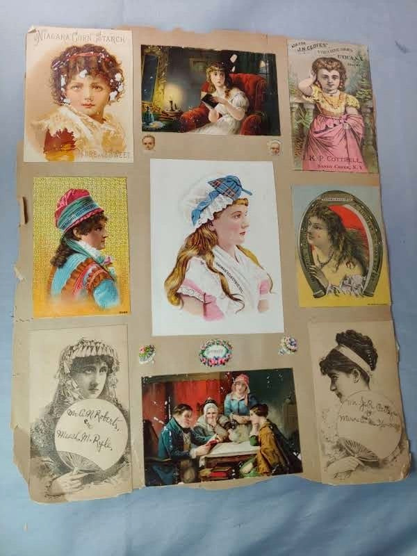 Victorian Trade Card Scrap Book Page 14x11 1880s-90s Many cards