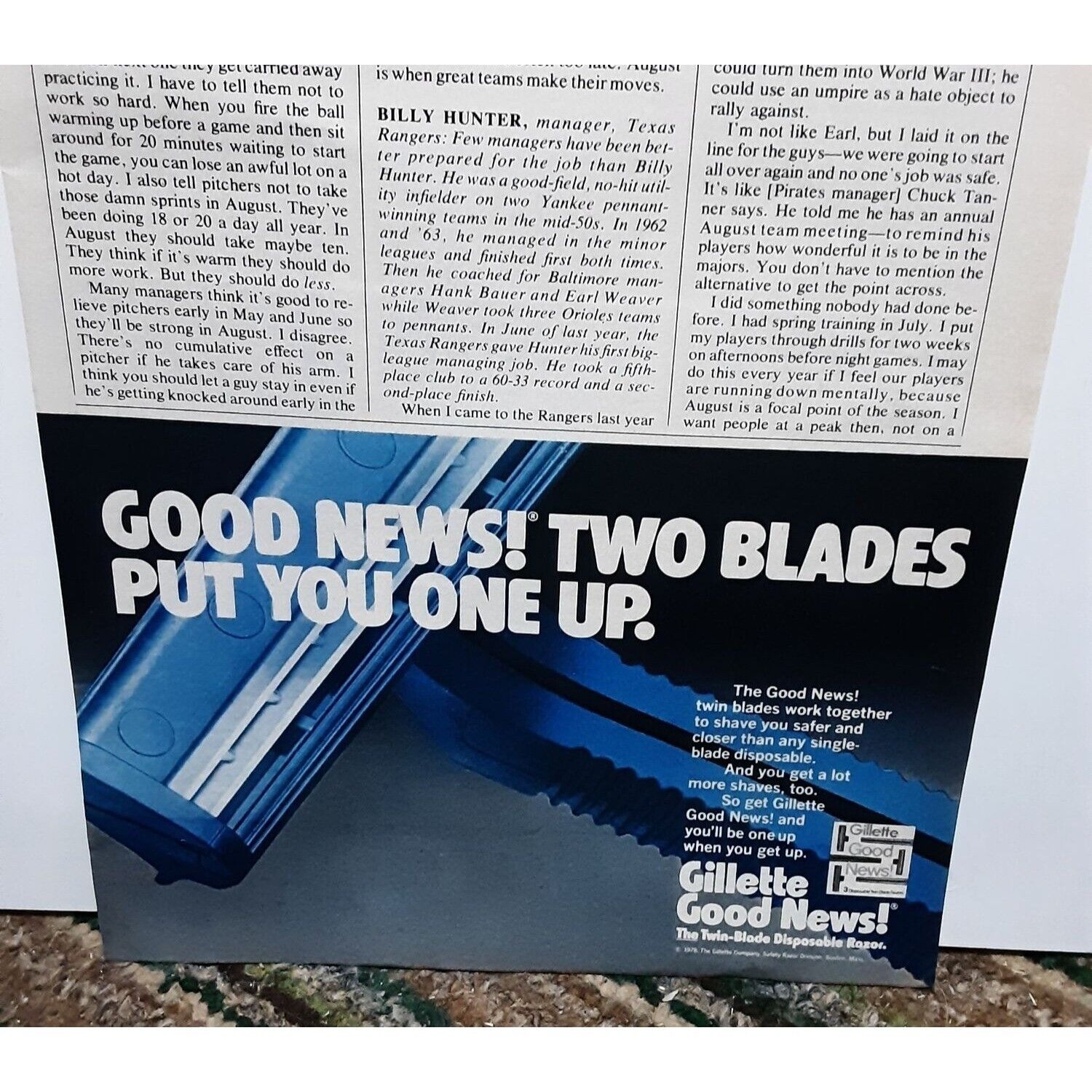 1978 Gillette Good News Razor Blades Ad Vintage Original