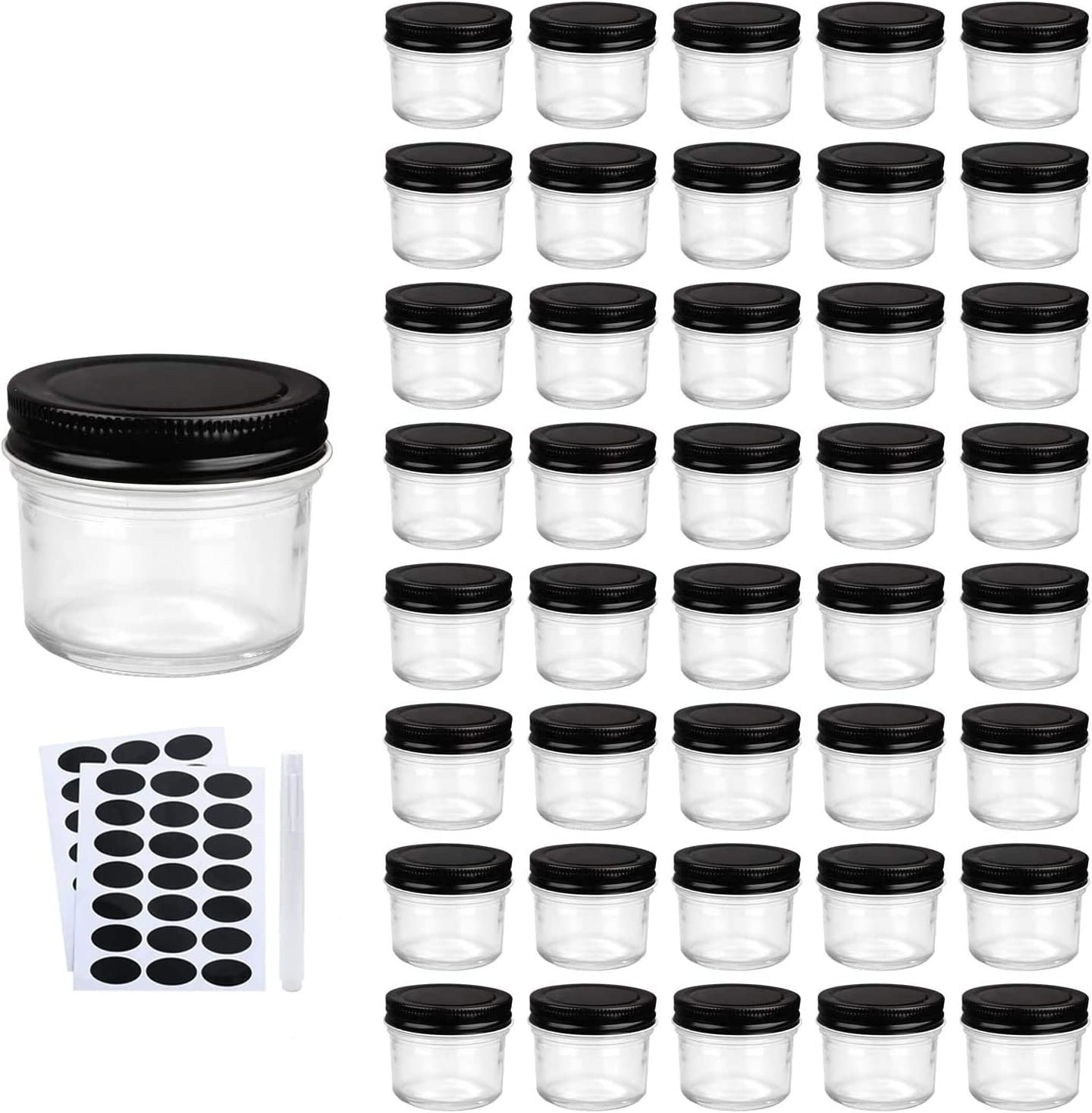 40 Pack 4Oz Glass Jars with Lids,Small Mason Jars Wide Mouth,Mini Canning Jars
