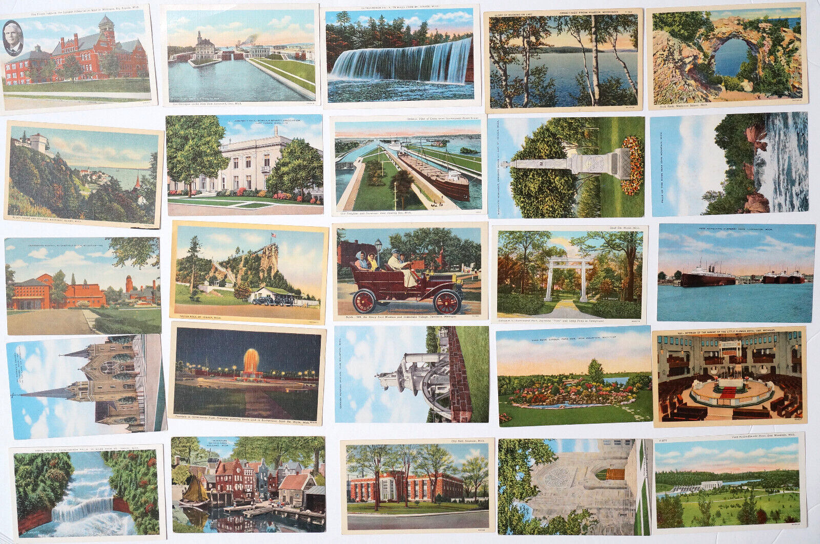 MICHIGAN Postcard LOT 25 Vintage Mixed City Views Old Post Cards MI Unposted