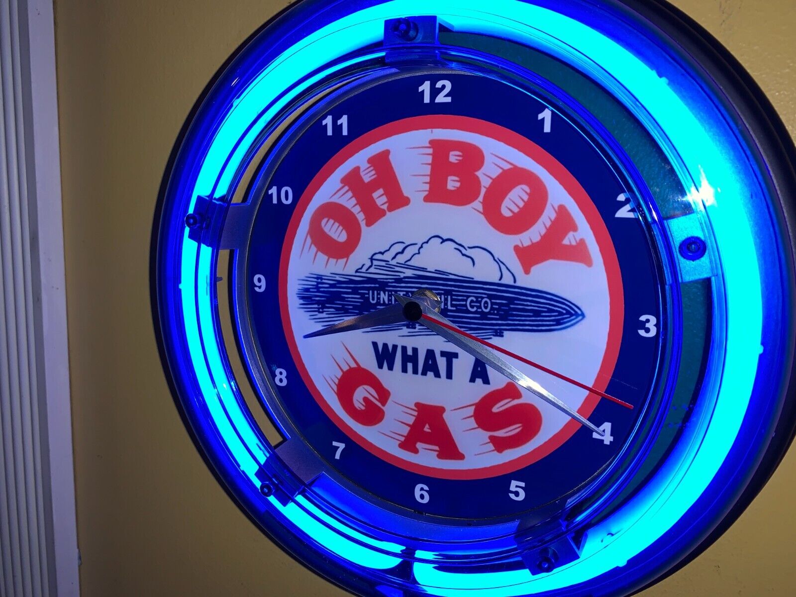Oh Boy Oil Gas Station Garage Mechanic Neon Wall Clock Advertising Sign