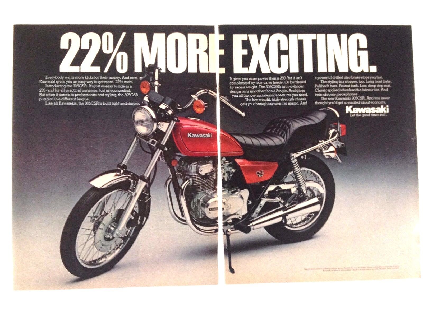 1981 Kawasaki 305CSR Motorcycle Print Ad 