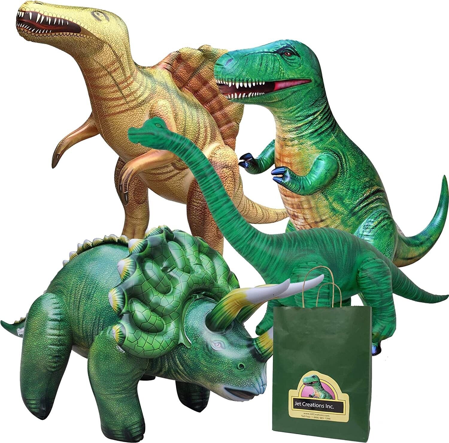 Jet Creations Inflatable T-rex Brachiosaurus, Spinosaurus, Triceratops Birthday