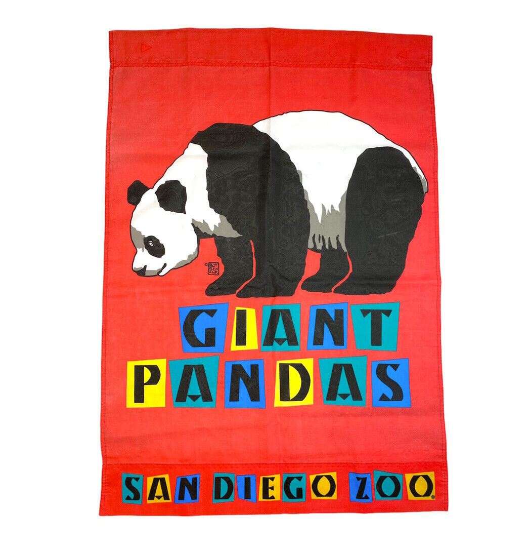 Vintage San Diego Zoo Giant Panda Gotschalk Primary Color Flag