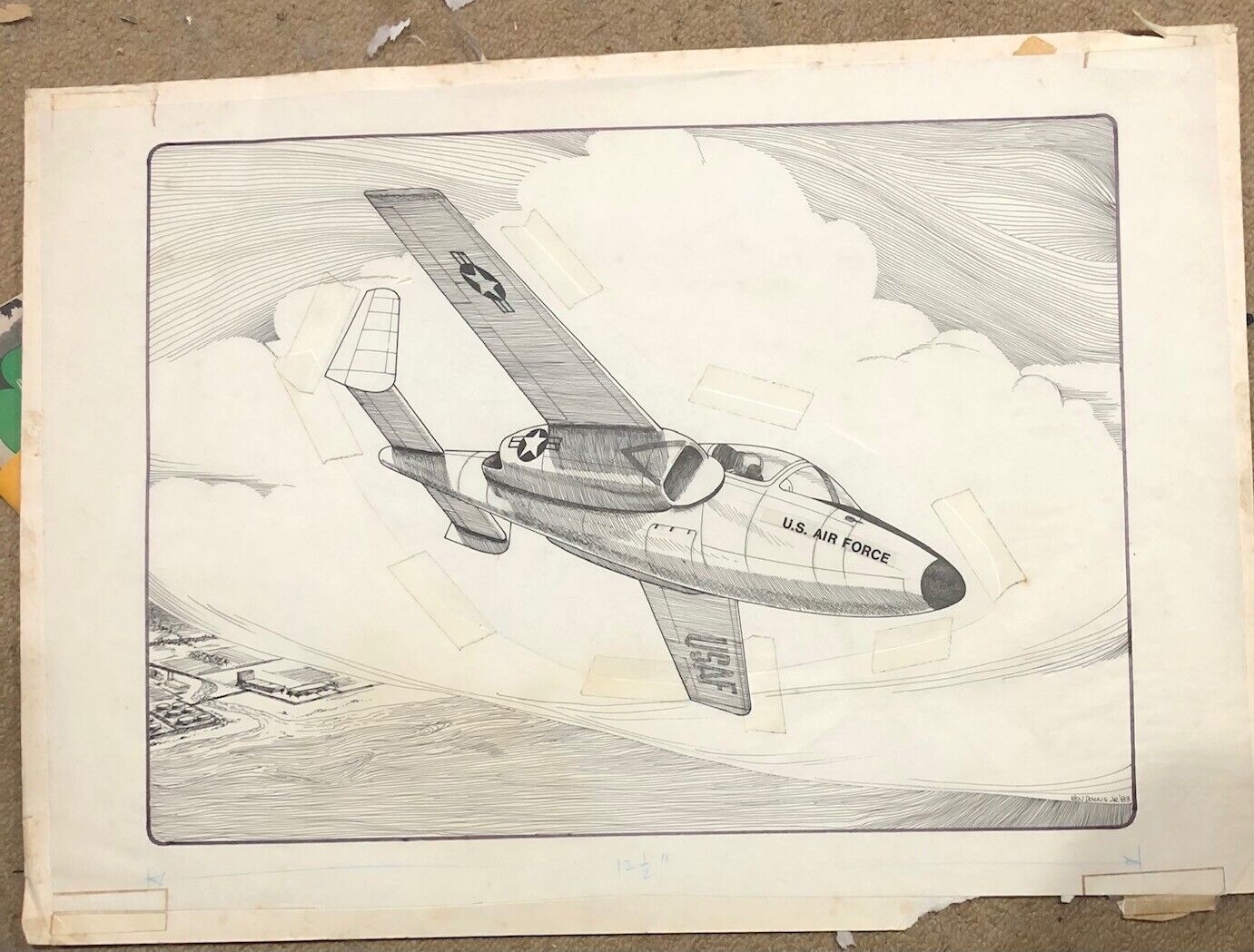 USAF Military Plane 1983 Original Production Concept Art by Ken Downs Jr 22\
