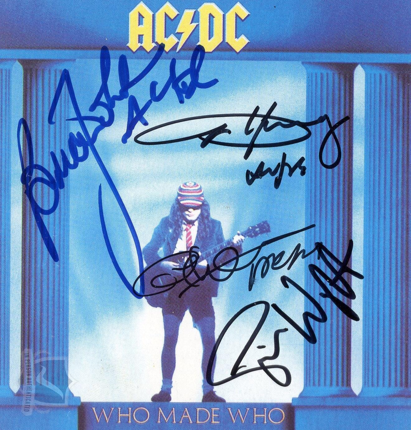 AC/DC Signed CD Cover Who Made Who AFTAL OnlineCOA