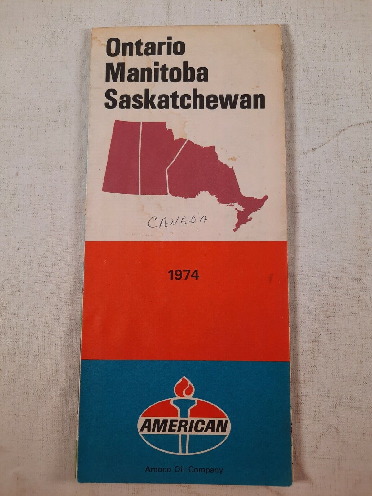 Vintage 1974 Ontario manitoba Saskatchewan Canada road map Amoco quaker state 